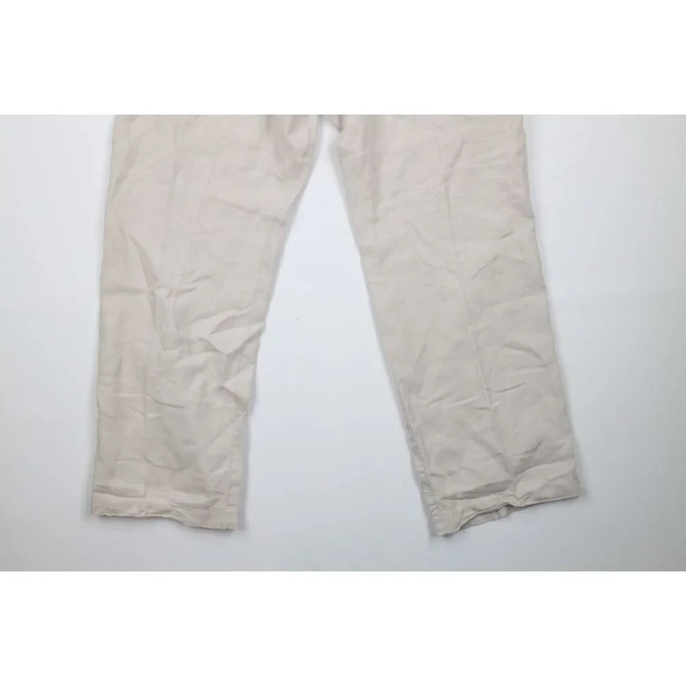 Vintage Banana Republic Mens 34x30 Linen Wide Leg Chino Pants Trousers Beige